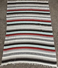 Serape Mexican Blanket 80 X 55 Throw Red Light Blue White More Colors