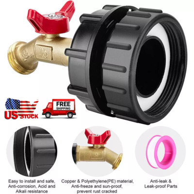 275-330 Gallon IBC Tote Water Tank Adapter 3/4'' Brass Fittings Valve Connector