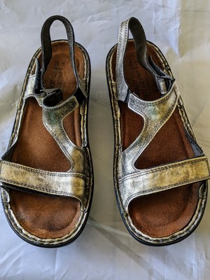 bronze metallic sandals