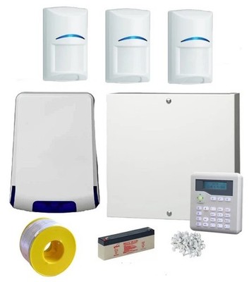 Kabelgebundene Einbruchmeldeanlage PRO Kit LCD-Tastatur BOSCH PIRs LIVE externe Sirene!!