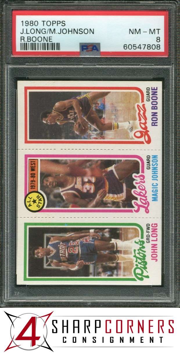 1980 TOPPS LONG-MAGIC JOHNSON RC-BOONE PSA 8