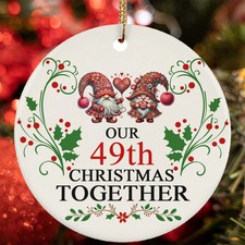 49th Christmas Together Ornament Cute Gnome Couple Love 49 Year Anniversary Gift
