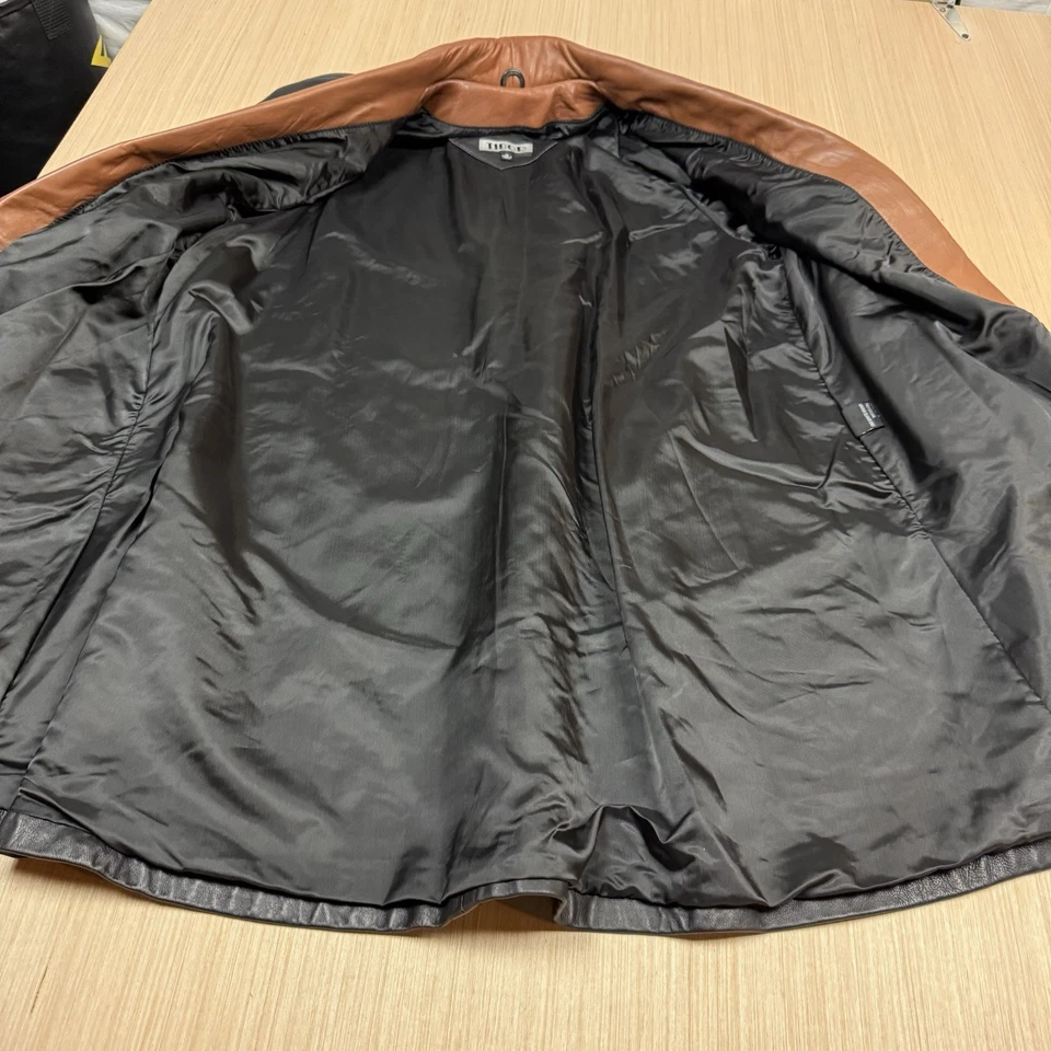 Abrigo Tibor Vintage Marrón Mantequilla Cuero Suave Frente Abierto Chaqueta Mujer M Trench Foto 3 de 4