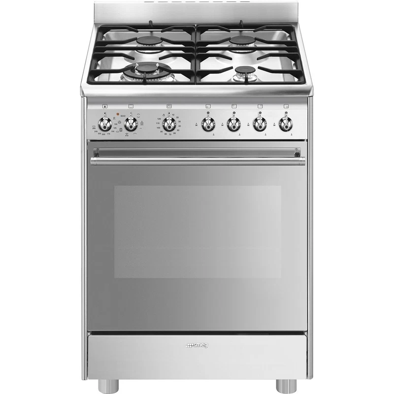 Cucina Fornello con 4 Fuochi a Gas SMEG Inox e Forno Elettrico Multifunzione, fotografia 3 di 5
