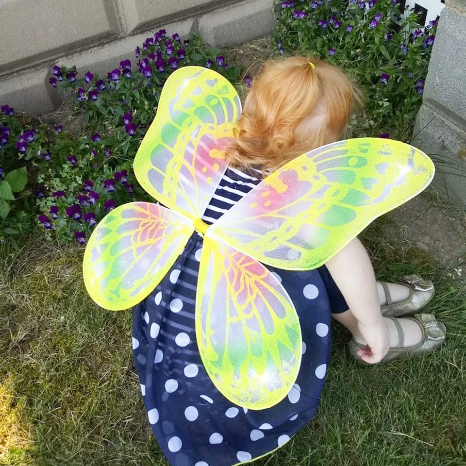 Fairy Wings, Costumes for Kids Butterfly Fairy Wings Sparkle Princess Wings 4PCS - Image 2 of 4