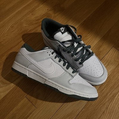 Nike Dunk Low White Gray Low Top Lace Up Men's Basketball Athletic Sneakers