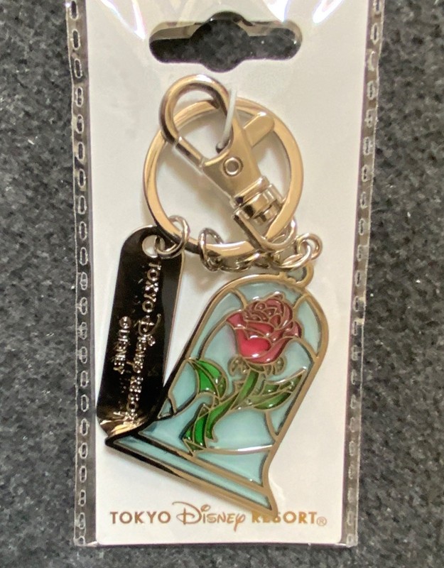 Tokyo Disney DisneySea stained glass Rose Keychain Beauty And The Beast