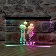 Funny Toilet Entrance LED Neon Light Sign Featuring Colorful Flowing Effect