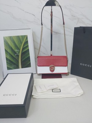 Gucci Geldbörse WOC Leder GG Gold Geflochten Rot 510314 41207263