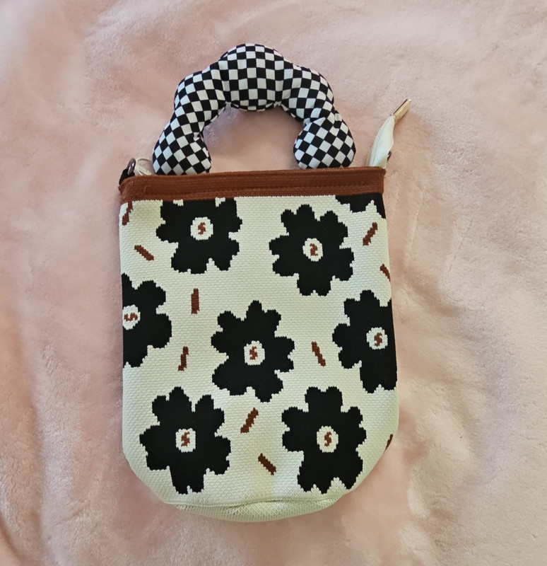 Floral Fabric Crossbody Bag With Zipper Pouch, Handle