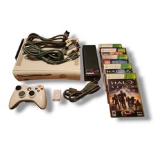 Xbox 360 White Console 20GB Working 5 Games Controller Lot Bundle