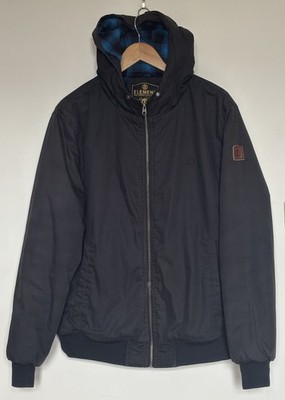 Element Wolfeboro Bomberjacke mit Kapuze schwarz Herren Large Tartanfutter wattiert