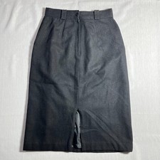 Vintage Norton McNaughton Black Wool Long Straight Skirt Button  Zip Size 10
