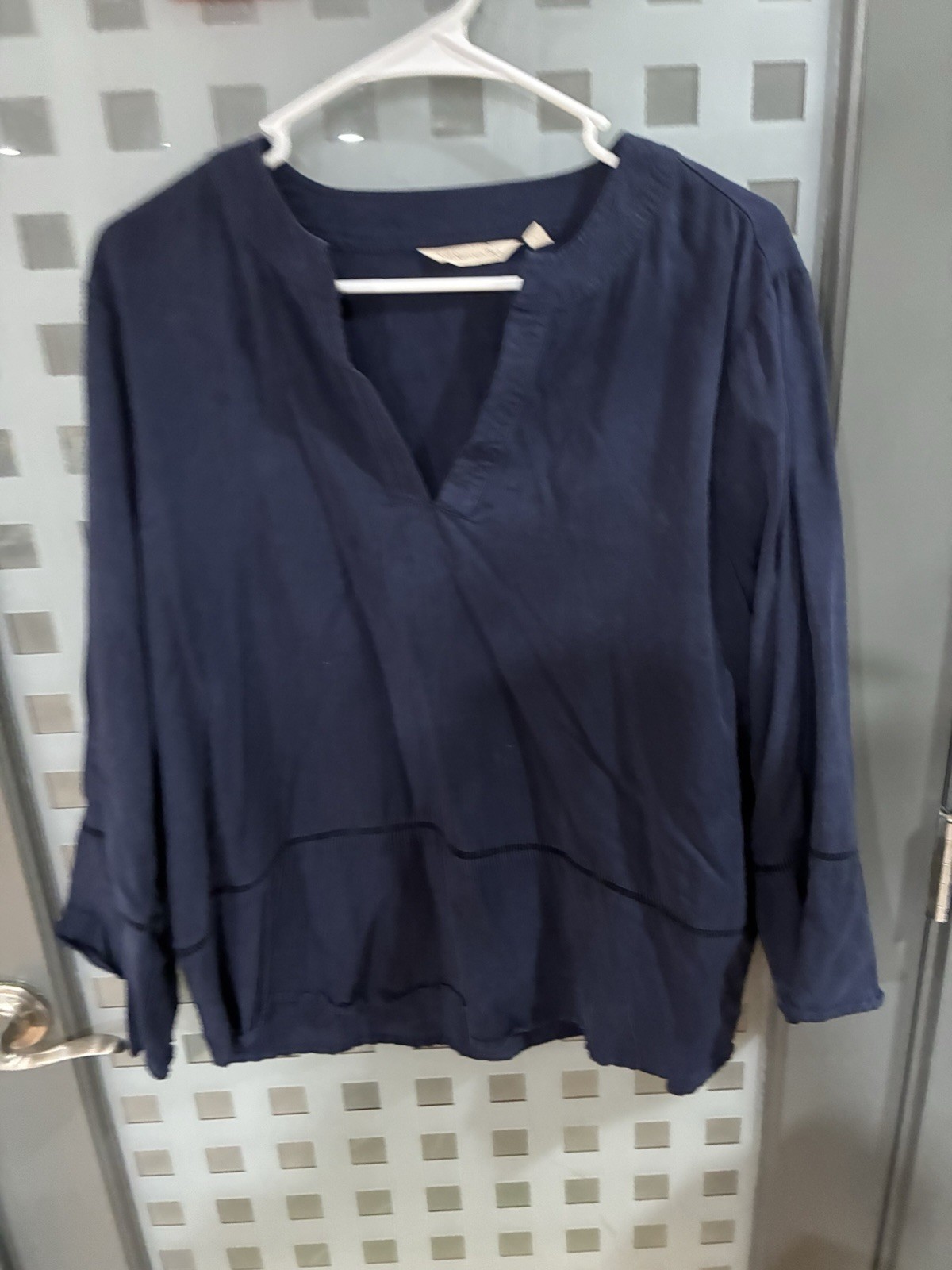 Soft Surroundings Blue Split Neck Ladies Blouse S… - image 2