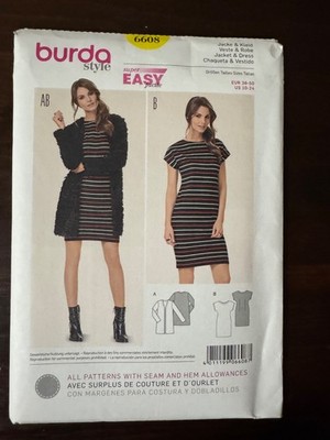 Burda Style 6608 Womens Sewing Pattern For Jacket & Dress In Sizes 10-24