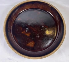 Vintage 1930s Brown Stoneware Glazed Cook-Rite Pie Plate Pan 10" Tab Handles
