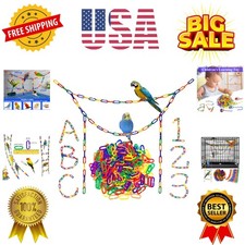 200-Piece Rainbow Plastic Chain Links  Toys - Interlocking C-Clip Bird Cage ...