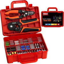 Ferrule Crimping Tool Kit, 24 Sizes Wire Ferrules and Square Crimping Pliers AWG