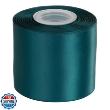 Ribbonitlux 3" Wide Double Face Satin Ribbon 25 Yards (347-Teal, Set for Bow,