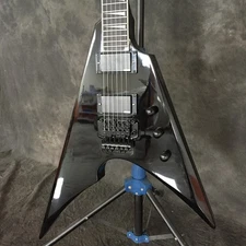 Black Swallowtail V Floyd Rose Electric Guitar 6 String Nickel Part 2EMG Pickup