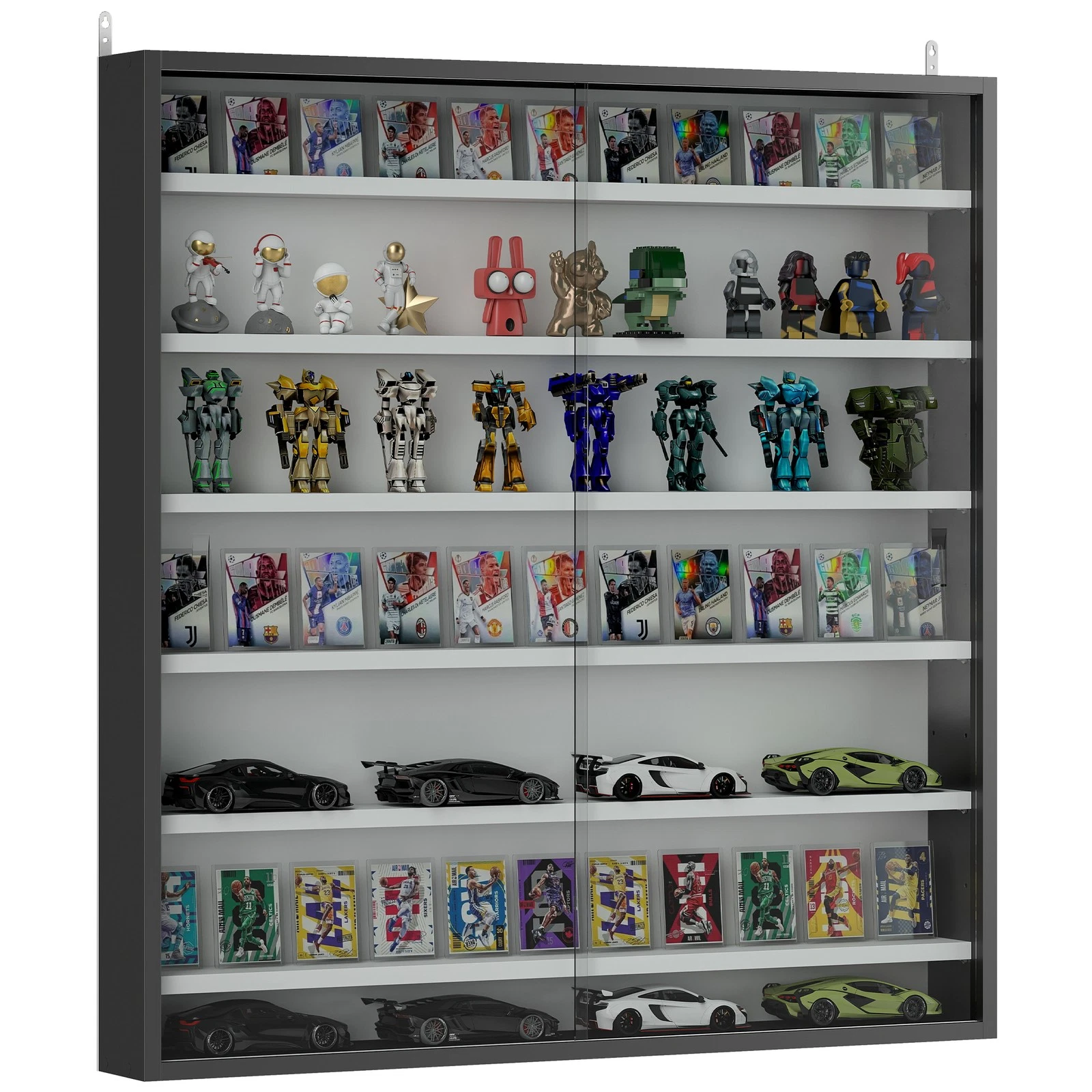 HOMCOM 7-Tier Wall Display Cabinet w/ Shelves Glass Doors, Black and White
Opens in a new window or
