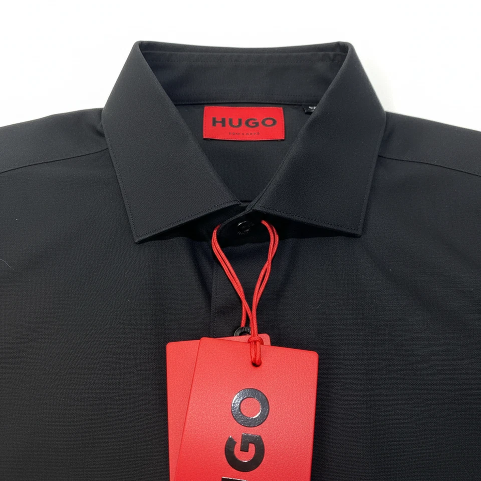 HUGO Chemise Business Erriko Noir Gr. 40 100% Coton Manches Longues - Photo 2/4