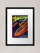 Amazing Stories 1942, 40s, Sci-Fi V Framed Wall Art Poster Canvas Print Picture