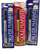 Pilot Super Color Marker Lot of 3 Gold Silver Extra Fine Point Vintage NOS NIP