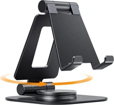 360 Rotating Cell Phone Stand Adjustable Foldable Desktop Holder Dock Black