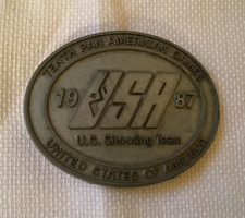 1987 Tenth Pan American Games US Shooting Team USA Vintage Belt Buckle