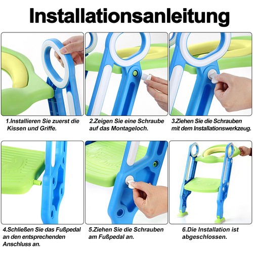 Toilettentrainer Kinder Toilettenstuhl Toilettensitz mit Treppe Rutschfest Grün - Bild 8 von 12