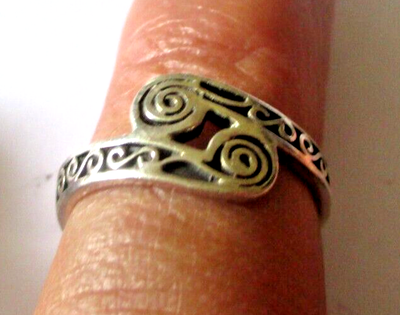 BAGUE Argent 925 TOULHOAT - Symbole Triskel Breton - Taille 56 - Pièce Rare Et Ancienne