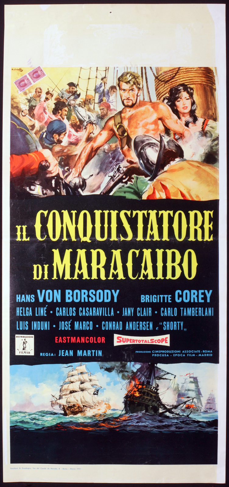 Locandina originale film Il conquistatore di Maracaibo (1961) - Regia di Eugenio Martín