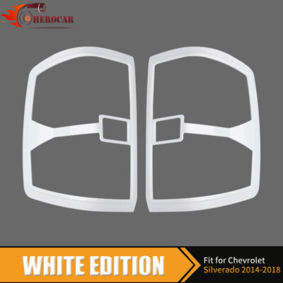2PCS White Tail Light Covers Taillight Protector Guard For Chevy Silverado 14-18