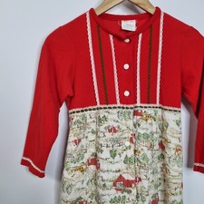 VTG Girls Red Quilted Winter Barn Robe Tom Girl Eastern Isles Housecoat Sz 8