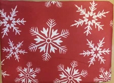 Printed Fabric Tablecloth, 60" Round (4-6 people) EURO SNOWFLAKES ON RED by VL
