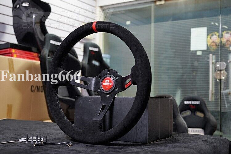 MOMO fullspead 340mm Suede Leather Deepcone Sport Steering Wheel