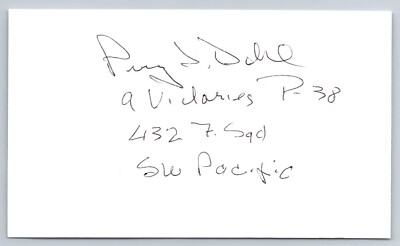 Perry Dahl Hand Signed Index Card - WWII Fighter ACE