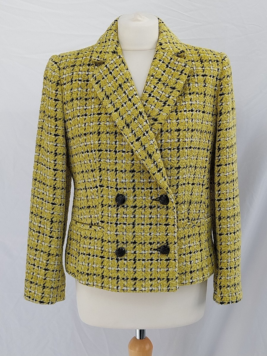 Vintage Primark Tweed Suit Yellow Tartan Pattern Textured Boucle