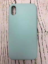 iPhone X Xs Silicone Liquid Gel Rubber Slim Fit Case Microfiber Mint Green