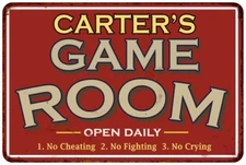 CARTER'S Game Room Personalized Sign Vintage Look Metal Wall 108120001067