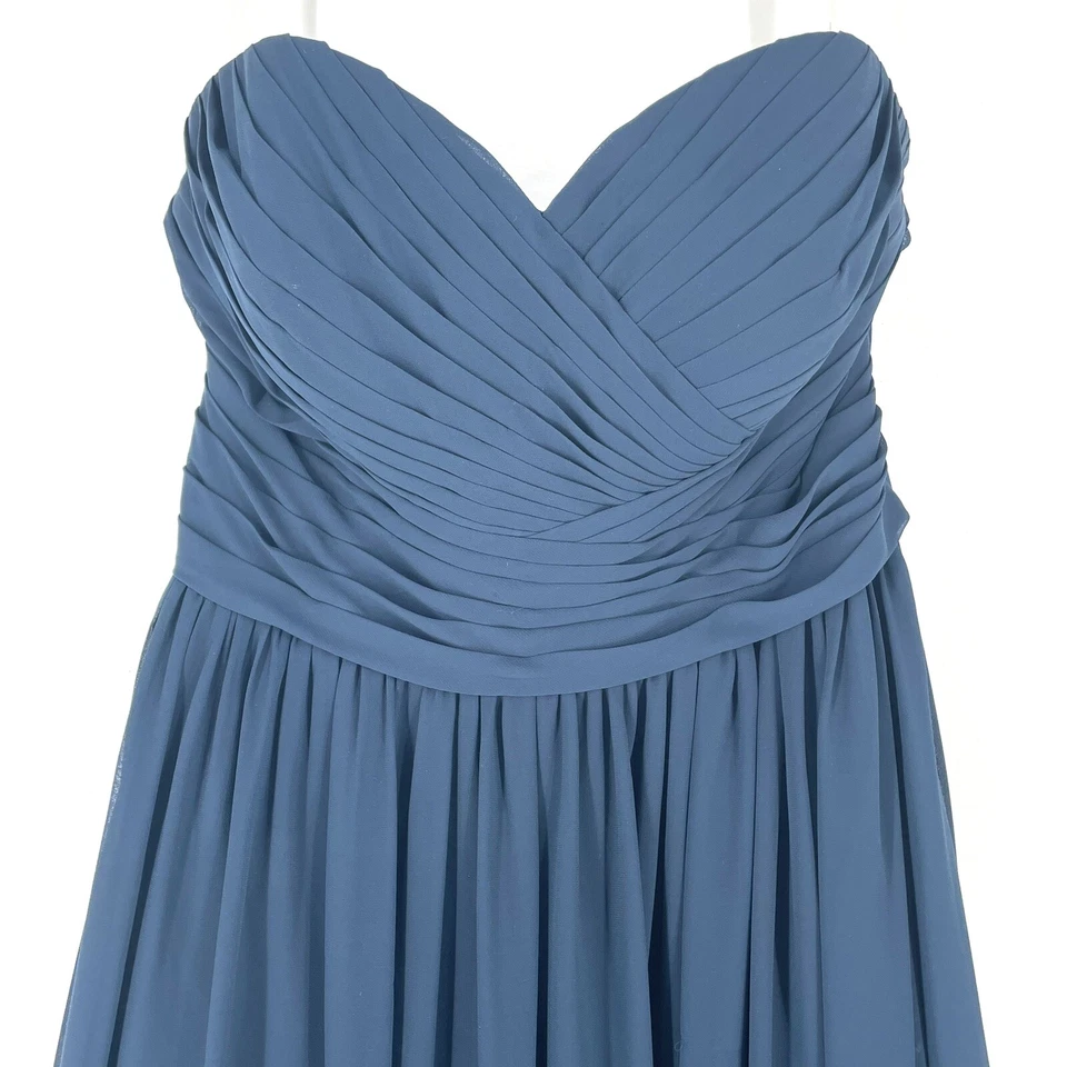 AZAZIE Bridesmaid Dress Gown Size A12 Blue Sweetheart Neckline Chiffon Long - Image 2 of 4