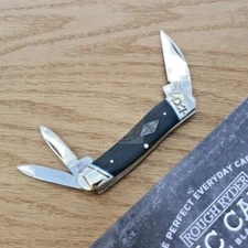 Rough Ryder Seahorse Pocket Knife Carbon Steel Blades Black Micarta Handle 2217