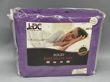 Lux Decor Collection Twin XL 4 Piece Bed Sheet Set Microfiber Deep Pocket Purple