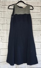 Ann Taylor LOFT Dress Sz 8 Navy Blue Gray Color Block A Line Empire Stretch Work