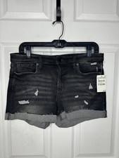 Blank NYC Distressed High Rise Black Denim Shorts Women's Size 30
