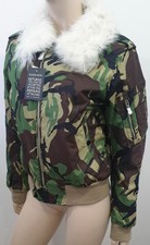 Rag & Bone Green Camo Detachable Cream Shearling Collar Flight Jacket M Bnwt