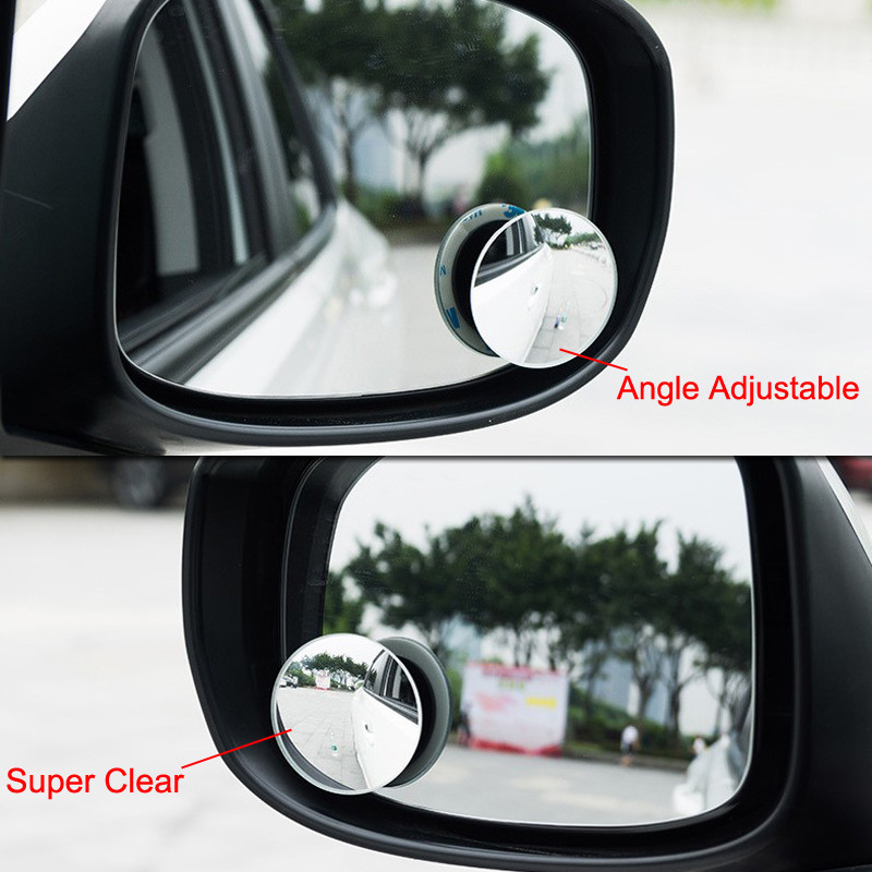 2pcs HD Side View Car Adjustable Blind Spot Wide Angle Rear Round Mirror #1008A