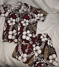 KY  S Youth Hawaii Outfit Shirt  Shorts Set Size 6 Red Surf Swim Play Aloha