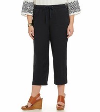 NEW JONES NEW YORK NAVY BLUE LINEN COMFORT DRAWSTRING PANTS SIZE L 69